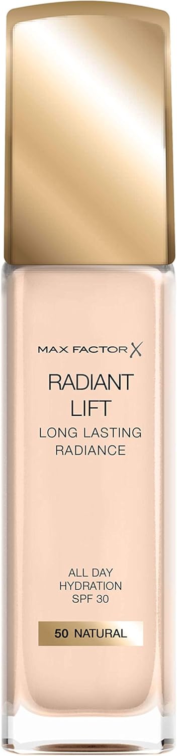 Max Factor Radiant Lift Liquid Pump Medium To Full Coverage Radiant Finish Foundation With Spf30 And Hyaluronic Acid, 090 Amber, Dark Skin Tone, 30Ml