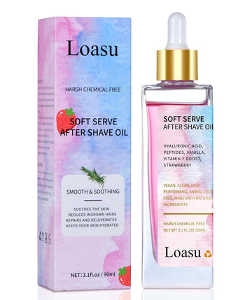After Shave Oil For Women, Soft Serve After Shave Oil Strawberry & Vanilla Scent For Smooth Skin, Soothes, Hydrates & Prevents Ingrown Hairs