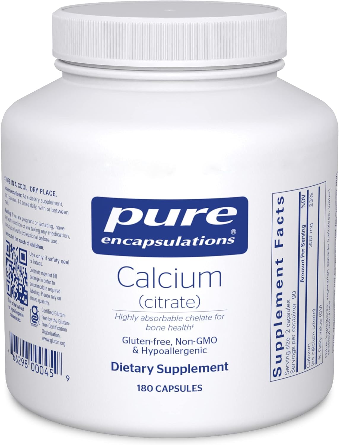 Pure Encapsulations Calcium (Citrate) - Supplement For Bone, Teeth, Colon, And Cardiovascular Health Support* - With Premium Calcium Citrate