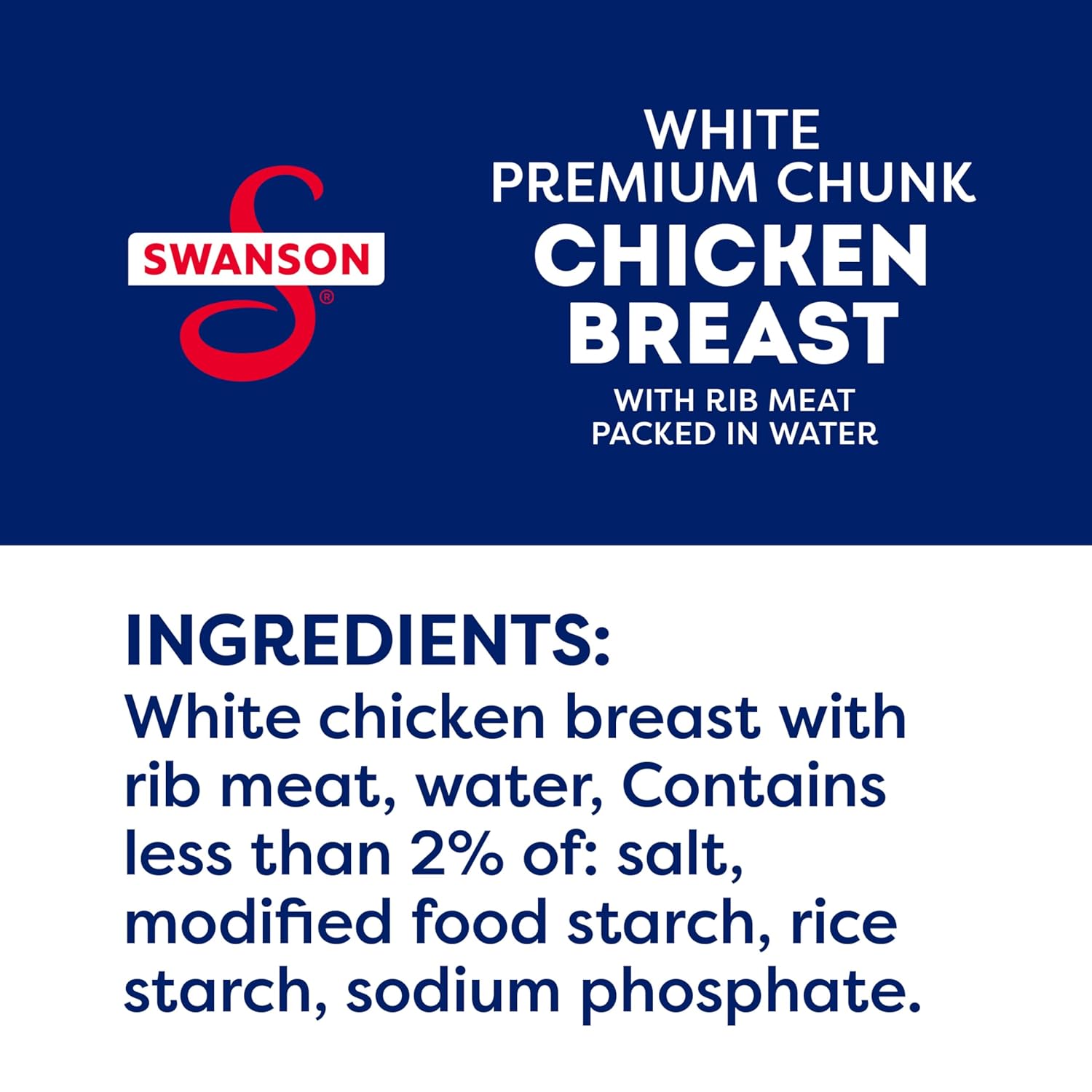 Swanson White Premium Chunk Canned Chicken Breast in Water, Fully Cooked Chicken, 12.5 OZ Can (Pack of 2) : Grocery & Gourmet Food