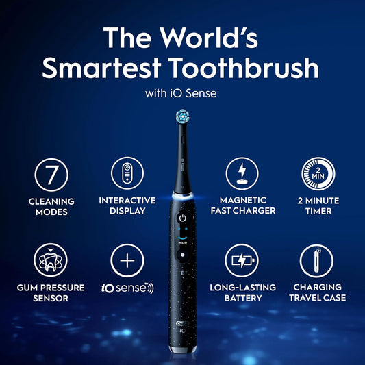 Oral-B Io10 Electric Toothbrushes For Adults, Gifts For Women / Men, 1 Handle, 1 Ultimate Clean Toothbrush Head, Charging Travel Case, 7 Modes, 2 Pin Uk Plug, Cosmic Black, Oral B Io Toothbrush