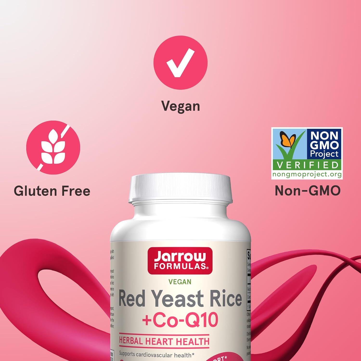 Jarrow Formulas Red Yeast Rice 1200 mg & Co-Q10 100 mg Per Serving - 120 Veggie Caps - 60 Servings - Herbal Heart Health Dietary Supplement - Supports Cardiovascular & Heart Health - Vegan : Health & Household