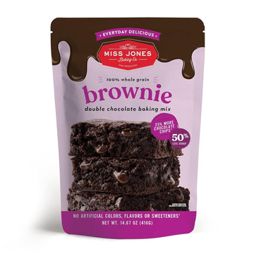 Miss Jones Baking Brownie Mix - Whole Grains, More Chocolate Chips, Guilt Free Brownie Mix, Naturally Sweetened Desserts & Treats, 14.67 Ounce (Pack of 6)