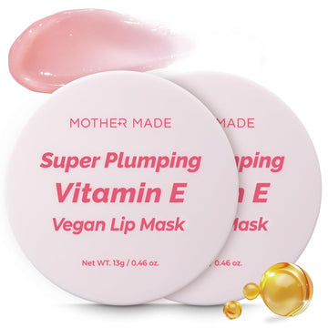 Lip Care Balm Plumping Vitamin E Vegan Lip Sleeping Mask 2Ea, With Organic Shea Butter, Natural Oils, Vegan Collagen, For Dry Chapped Lips, Stocking Stuffers, Korean Skin Care