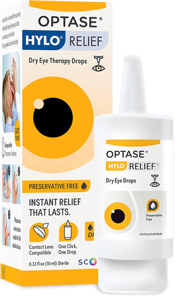 Optase Hylo Relief Dry Eye Drops - Fast-Acting Preservative Free Eye Drops For Dry Eyes - With Patented Hylo Delivery System - Artificial Tears For Mild To Moderate Dry Eye Relief - .33 Oz, 300 Doses