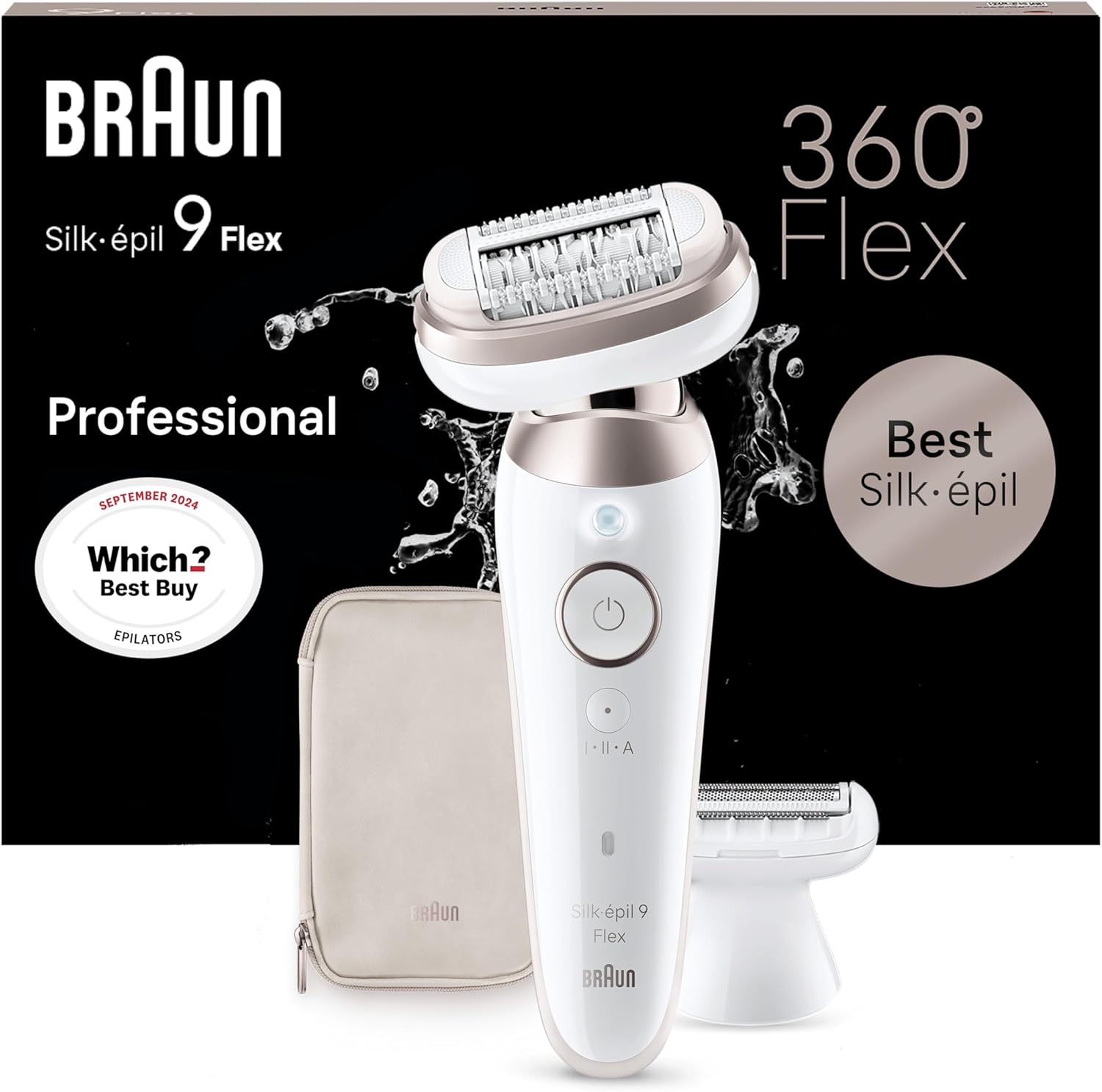 Braun Silk-Épil 9 Flex, Epilator With 360° Flexible Head For Easy Hair Removal, Wet & Dry, Lasting Smooth Skin, With Lady Shaver Head & Trimmer Comb, 9-030 3D, White/Rose Titan