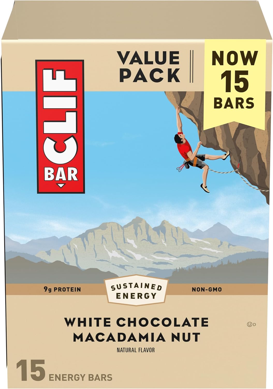 Clif Bar - White Chocolate Macadamia Nut Flavor - Made With Organic Oats - 9G Protein - Non-Gmo - Plant Based - Energy Bars - 2.4 Oz. (15 Pack)