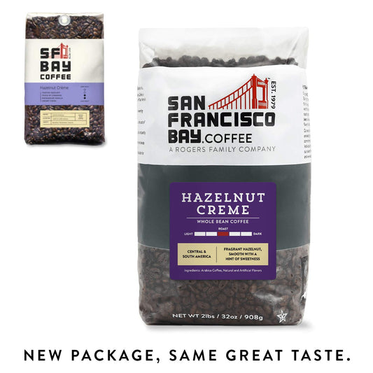 San Francisco Bay Whole Bean Coffee - Hazelnut Crème (2lb Bag), Flavored, Medium Roast