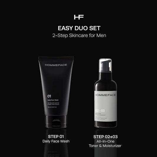 Hommeface Men’S Easy Duo Skin Care Set, 2-Step Daily Routine Kit With Facial Cleanser And 2-In-1 Face Toner & Moisturizer For Men, For Oily & Acne-Prone Skin, 9.29 Fl.Oz