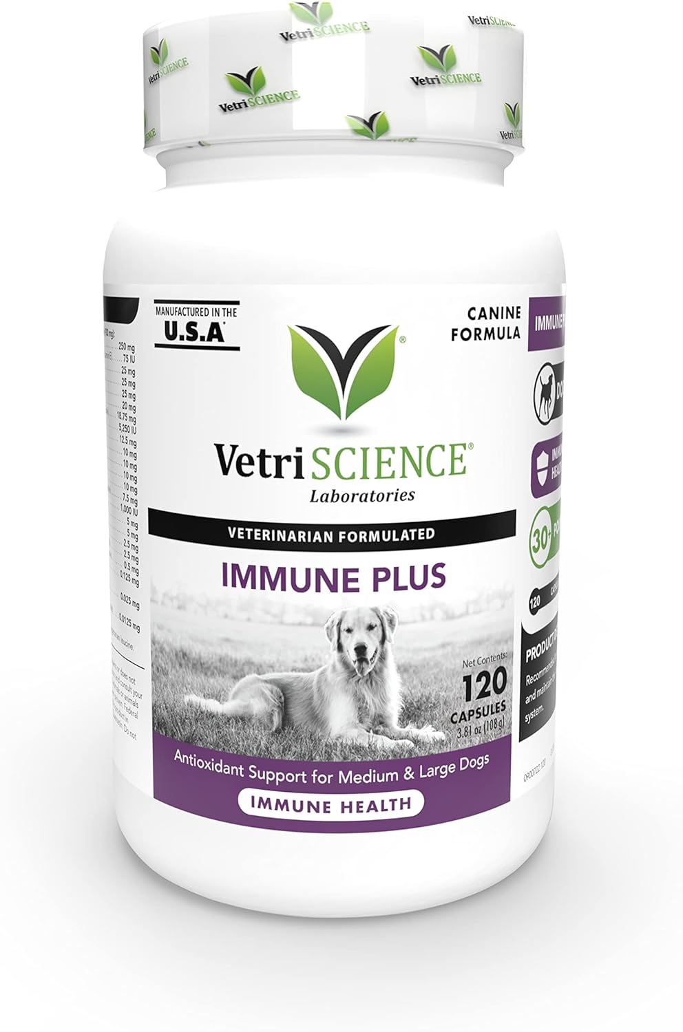 VetriScience Immune Plus Immunity Support for Dogs, 120 Capsules – Immune and Allergy Support Supplement for Dogs Over 30 Pounds - Formerly Cell Advance 880