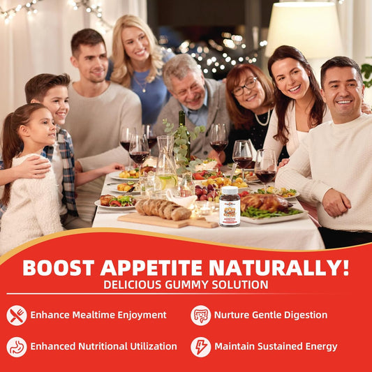 Appetite Booster Gummies For Kids Adults: Appetite Support Supplement With Bromelain Hawthorn Zinc Vitamin B12 For Healthy Digestive & Nutritional Balance, Sugar Free Mixed Fruit Flavor Vegan 30 Days