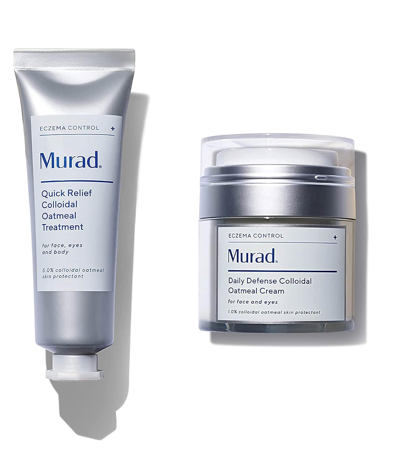 Murad Eczema Control Bundle With Daily Defense Colloidal Oatmeal Cream – Soothing And Hydrating Skin Care Treatment, 1.7 Fl Oz And Gentle Hydrating Skin Care Quick Relief Colloidal Oatmeal Treatment