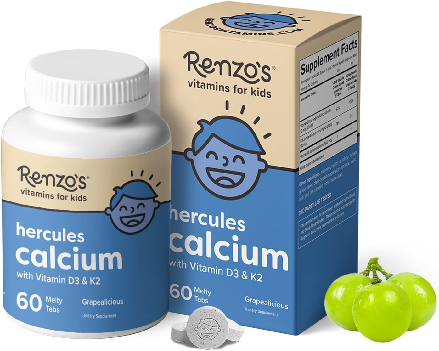 Renzo's Vitamins Kid Essential Bundle - Probiotic for Kids, Kids Vitamin C with Elderberry & Zinc for Immune Support, Picky Eater Kids Multivitamin, and Hercules Calcium : Health & Household