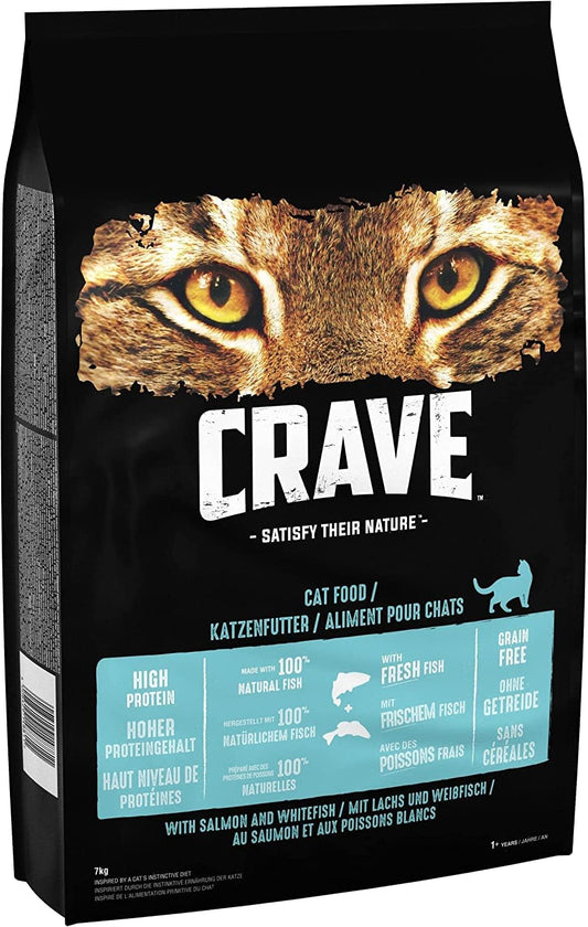 Crave Dry Cat Food - High Protein and Grain-Free Cat Food with Salmon and WhiteFish, 7 kg (Pack of 1)?436180