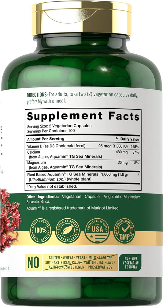 Carlyle Red Marine Algae 1600mg | 200 Capsules | Vegetarian Supplement | Non-GMO, Gluten Free
