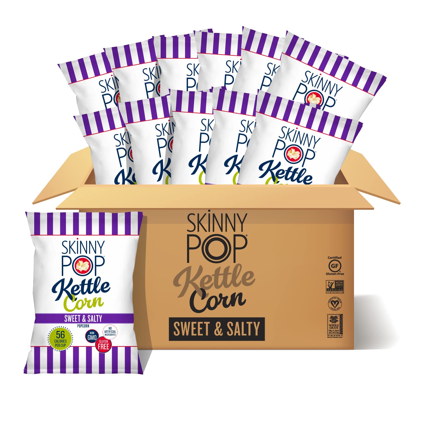 Skinnypop Sweet & Salty Kettle Popcorn, Gluten Free, Non-Gmo, Healthy Popcorn Snacks, Skinny Pop, 5.3 Oz Grocery Size Bags (Pack Of 12)