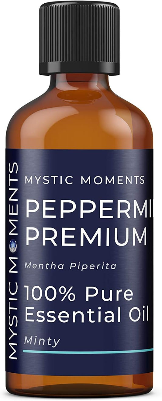 Mystic Moments | Peppermint Premium Essential Oil 100ml - Pure & Natural oil for Diffusers, Aromatherapy & Massage Blends Vegan GMO Free