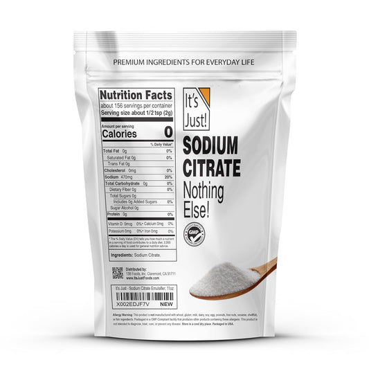 It'S Just - Sodium Citrate, Food Grade Thickener, Non-Gmo, Cheese Sauce Emulsifier, Spherification, Preserve Foods, 11Oz
