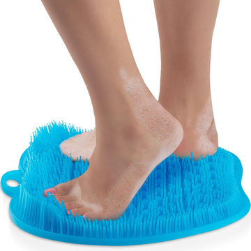 Foot Scrubber Back Scrubber For Shower – Premium Silicone Shower Foot Scrubber Mat – Bathroom Accessories Apartment Essentials (Blue)