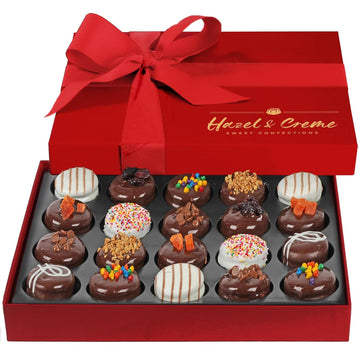 Hazel & Creme Chocolate Covered Cookie Gift - Mothers Day Gourmet Cookies Basket - Anniversary, Thank You, Birthday, Holiday - Chocolate Gift Box