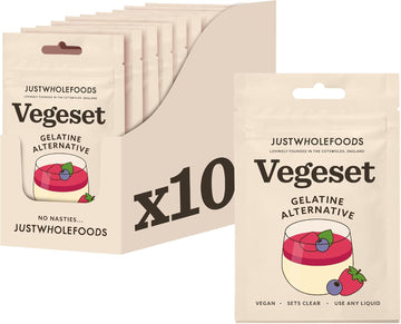 Just Wholefoods Vegeset 10 X 25G | Carrageenan, Vegan Gelatine Alternative, Sets Clear | Sets Up To 50 Pints Of Any Liquid