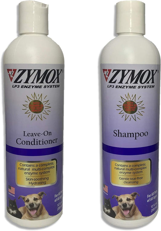 Zymox Itch 12oz Relief Shampoo and 12oz Conditioning Rinse Bundle, with Bonus