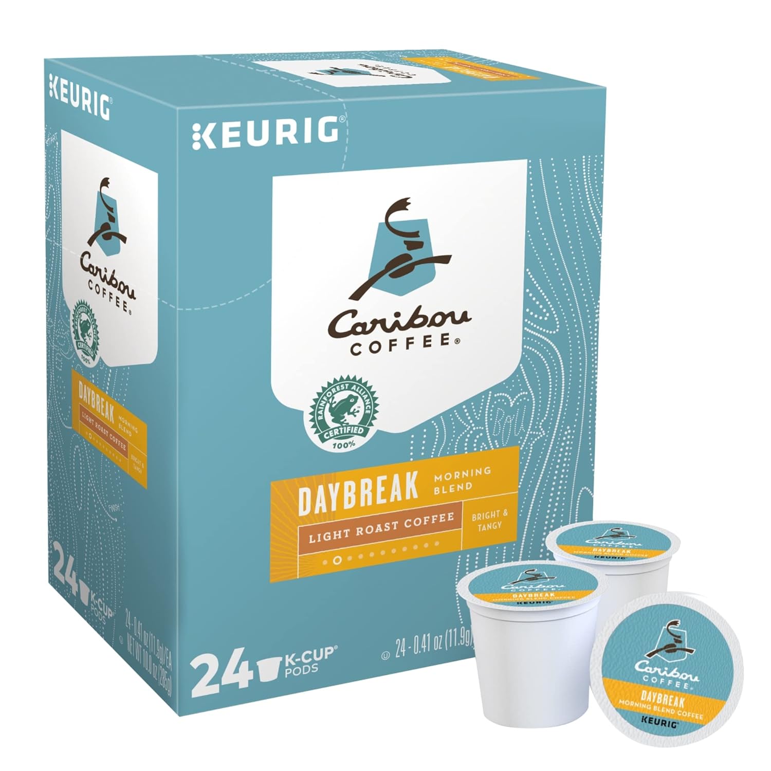 Caribou Coffee Daybreak Morning Blend, Single-Serve Keurig K-Cup Pod, Light Roast Coffee, 24 Count