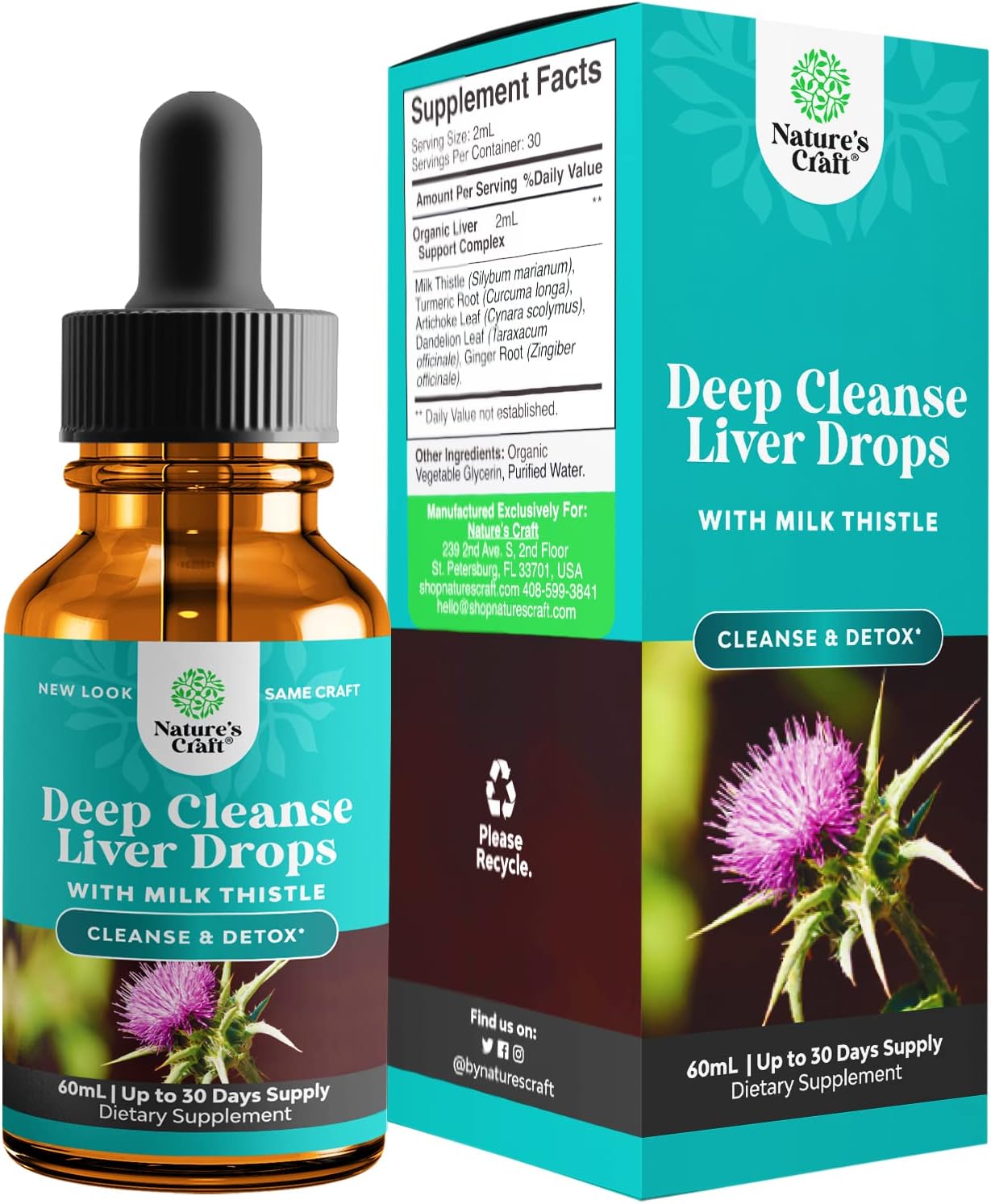 Liver Support Milk Thistle Tincture - Liquid Herbal Supplement with Artichoke Extract for Liver Cleanse Detox & Repair - Liver Detox Cleanse Drops with Dandelion Turmeric and Ginger