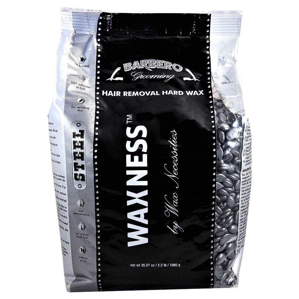 Wax Necessities Barbero Grooming Men Stripless Waxing Kit With Big 2.2 Pound Wax Bag
