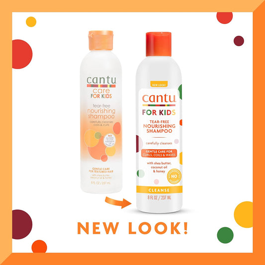 Cantu Care For Kids Tear-Free Nourishing Shampoo With Shea Butter, 8 Fl Oz (Pack Of 3) (Packaging May Vary)