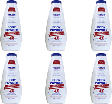 Ammens Body Powder Original – Talc-Free Clean Formula, All-Day 4X Strong Protection, 11 Oz (Pack Of 6)