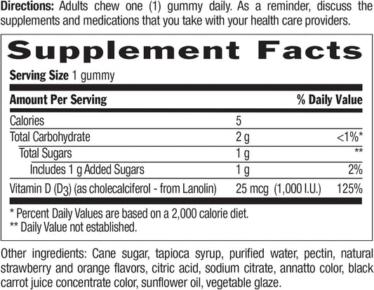 Country Life Vitamin D3 Gummies, 1,000 Iu, Promotes Immune Health, Great Taste, Strawberry & Orange Flavor, 120 Gummies, Certified Gluten Free, Certified Vegetarian