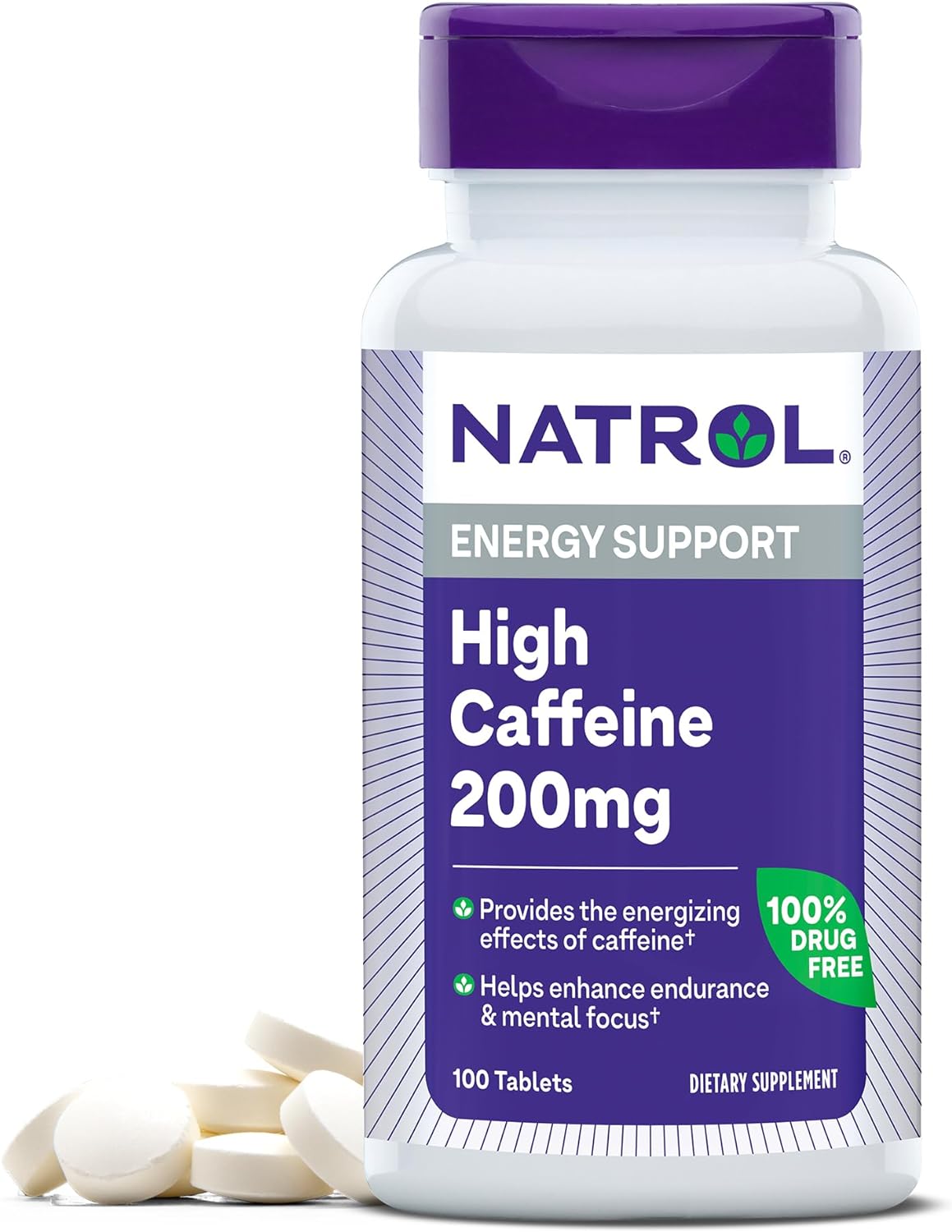 Natrol High Caffeine 200 Mg Per Serving, Energy Support Supplement For Adults, 100 Tablets, 100 Day Supply