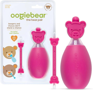 oogiebear: BearPair Baby Nose Cleaner & Ear Wax Removal Tool with Nasal Aspirator - Safe Booger & Earwax Removal for Newborns, Infants, Toddlers - Essential Baby Stuff, Diaper Bag Must-Have - Pink