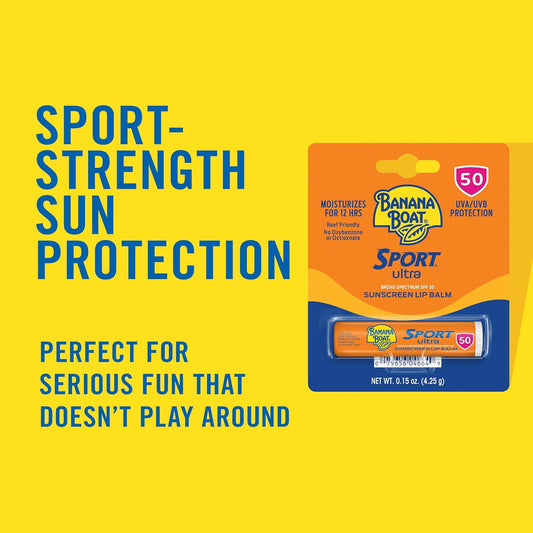 Banana Boat Sport Ultra Spf 50 Lip Sunscreen Bulk Pack | Spf Lip Balm Pack, Banana Boat Lip Balm Spf 50, Oxybenzone Free Sunscreen, Lip Sunblock, Travel Size Sunscreen For Lips, 10 Pack