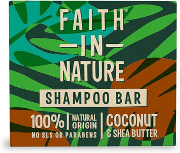 Faith In Nature Natural Coconut & Shea Butter Shampoo Bar, Hydrating, Vegan & Cruelty Free, Paraben And Sls Free, For Normal To Dry Hair, 85G