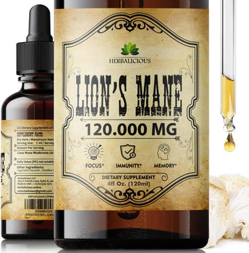 Lion’S Mane Liquid Mushroom Supplement – Premium Mushroom Extract Brain Supplement For Memory Focus, Clarity And Nerve Support – Non-Gluten And Non-Gmo Supplement Lions Mane 4 Fl Oz