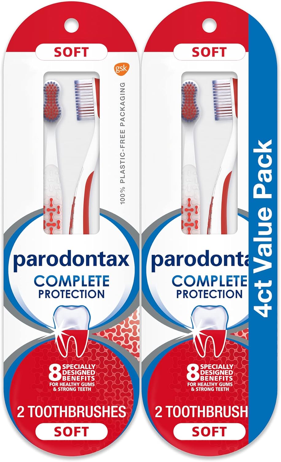 Parodontax Complete Protection Oral Care Soft Toothbrush For Healthy Gums And Strong Teeth - 4 Count