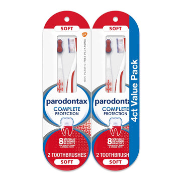 Parodontax Complete Protection Oral Care Soft Toothbrush for Healthy Gums and Strong Teeth - 4 count