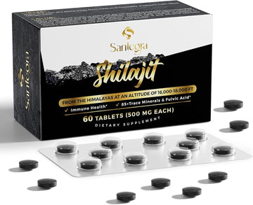 30,000 Mg Shilajit Tablets, 100% Shilajit Pure Tablets 60 Counts - Shilajit Himalayan Organic Rich In Fulvic Acid & 85+ Trace Minerals, Shilajit Resin Supplement For Energy & Immune System