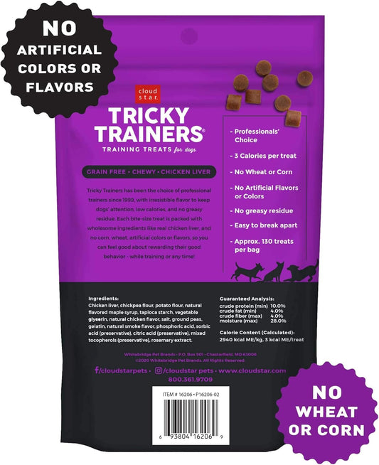 Cloud Star Tricky Trainers Chewy & Grain Free, Low Calorie Dog Training Treats, Baked In The Usa, Liver 5 Oz