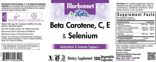 BlueBonnet Beta Carotene C and E Plus Selenium Vegetarian Capsules, 12