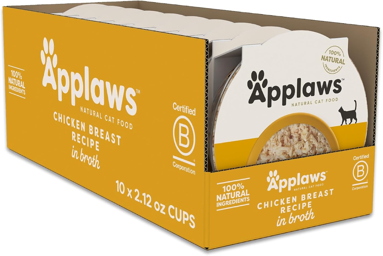 Applaws Natural Wet Cat Food In Broth, Limited Ingredient Cat Food Cups, Grain-Free Cat Food Pots, No Artificials, 100% Natural Ingredient Cat Food, Sardine & Mackerel In Broth (10 X 2.12 Oz Cups)