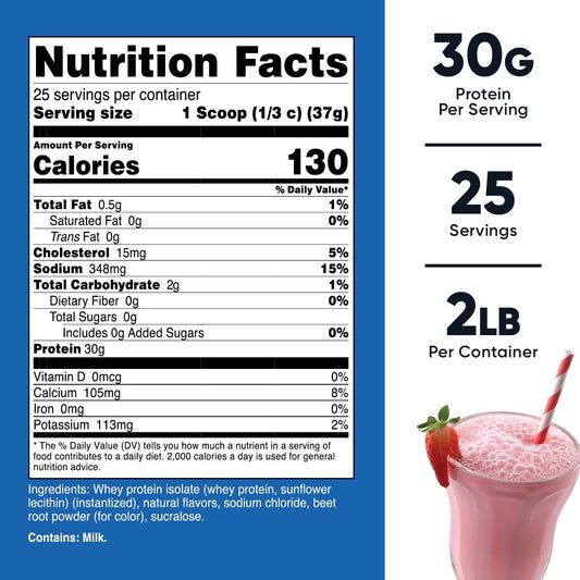 Nutricost Whey Protein Isolate (Strawberry Milkshake) 2LBS2 Pound (Pac