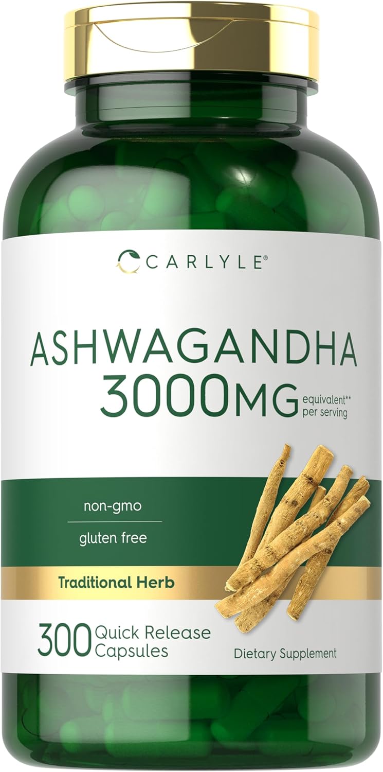 Carlyle Ashwagandha Supplement 3000Mg | 300 Capsules | Root Extract Supplement | Non-Gmo, Gluten Free