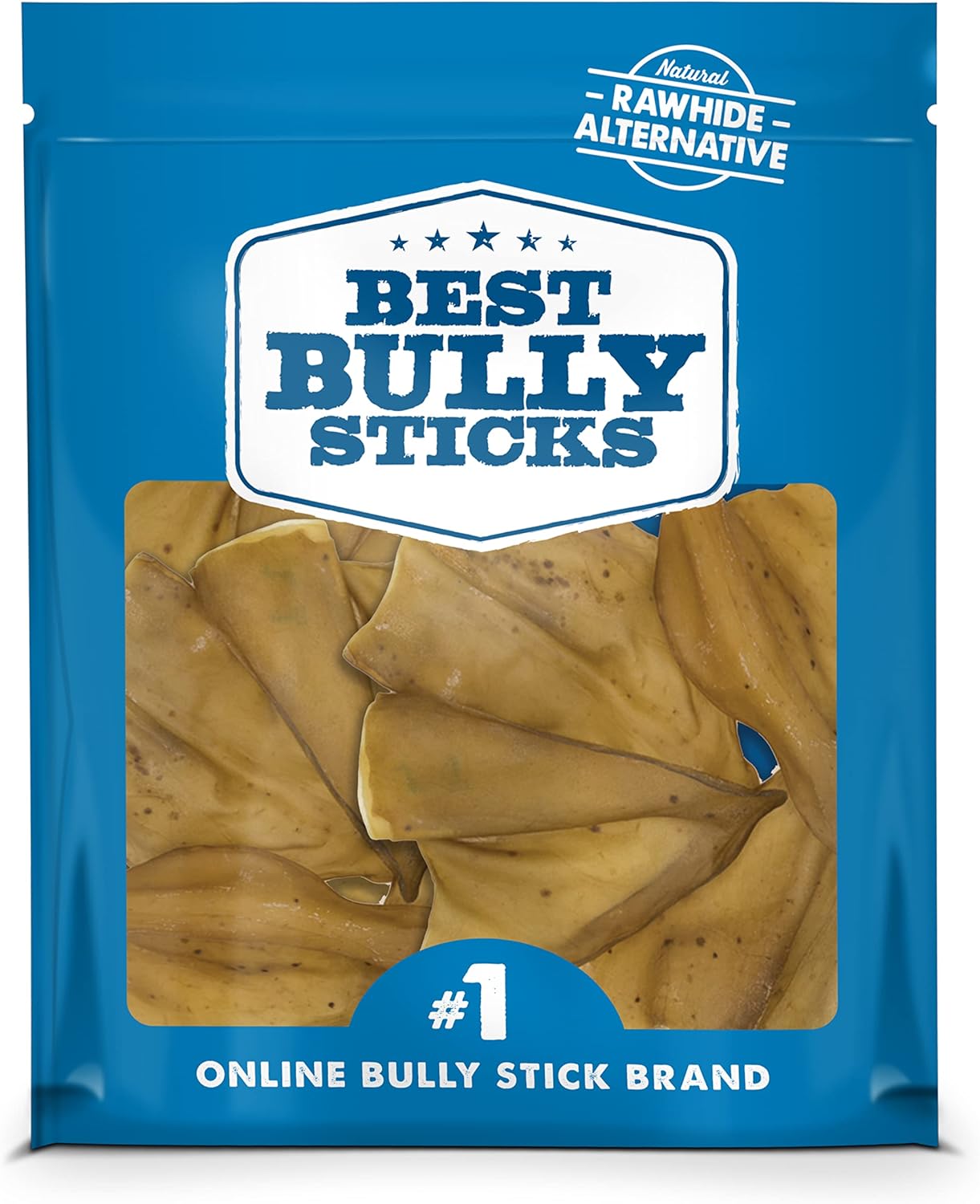 Best Bully Sticks All-Natural Cow Ears For Small, Medium And Large Dogs - 100% Natural Free-Range Grass-Fed Beef Single Ingredient High Protein, Highly Digestible Dog Chew Treats - 15 Pack