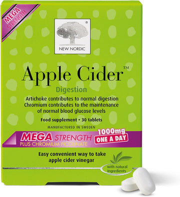 New Nordic Apple Cider Vinegar Tablets - 1000 Mg Acv With The Mother - May Help Promote Weight Loss - For Men & Women - 90 Mega Strength Tablets