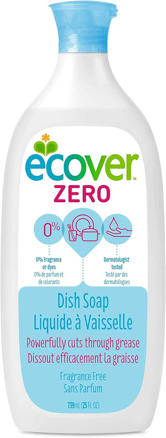 Ecover Naturally Derived Liquid Dish Soap, Fragrance-Free, 25 Fl Oz (Pack Of 6)