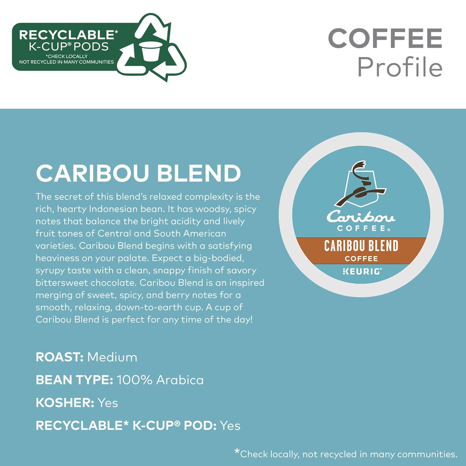 Caribou Coffee Caribou Blend Keurig Single-Serve K-Cup Pod, Medium Roast Coffee, 96 Count : Grocery & Gourmet Food
