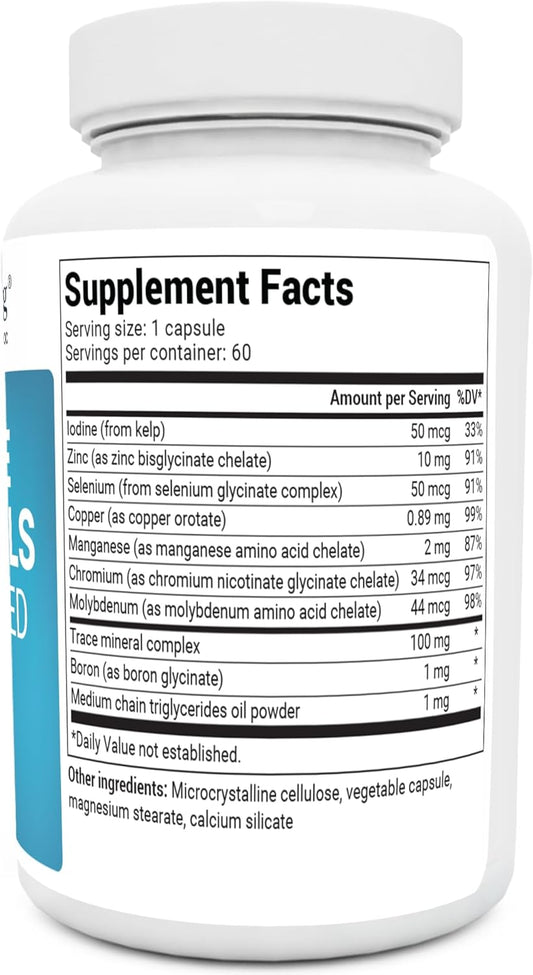 Dr. Berg Trace Minerals Enhanced Complex - Complete With 70+ Minerals Including 10 Mg Of Zinc - Dietary Supplement - 60 Capsules